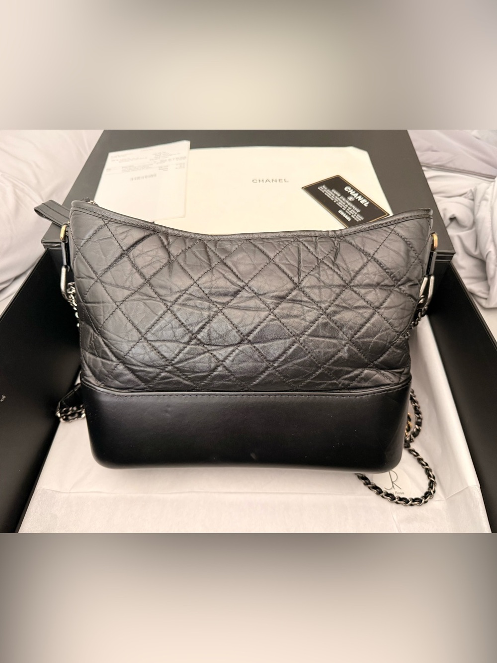 Chanel Gabrielle Hobo Medium Bag, Black Aged Calfskin and Mixed Hardware